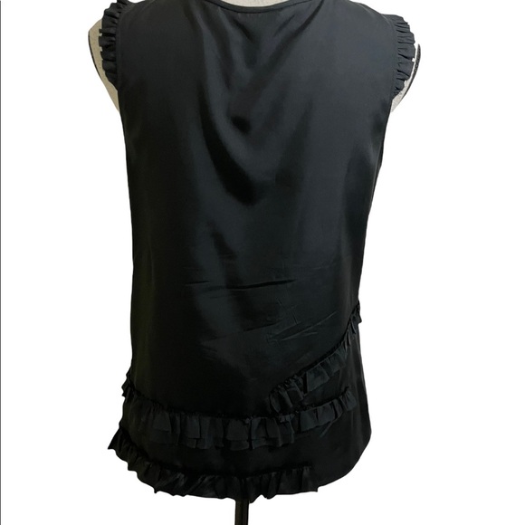 J crew womens blouse silk ruffles size 4. Black zipper on side. Sleeveless - Picture 9 of 11